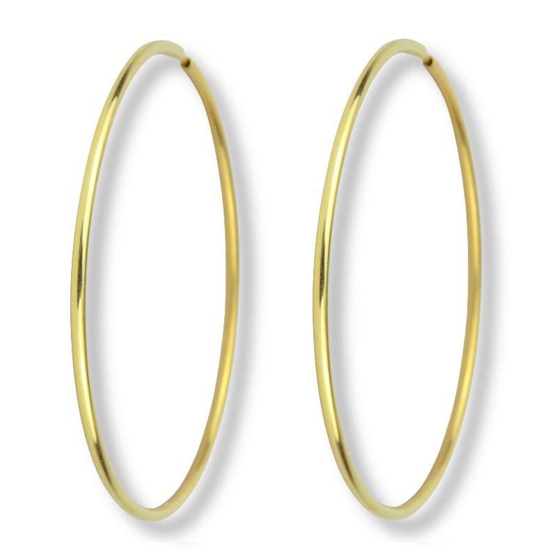Schmidt Creolen Ohrringe für Damen, 925 Silber vergoldet, 60mm Ø, 2mm Stärke
