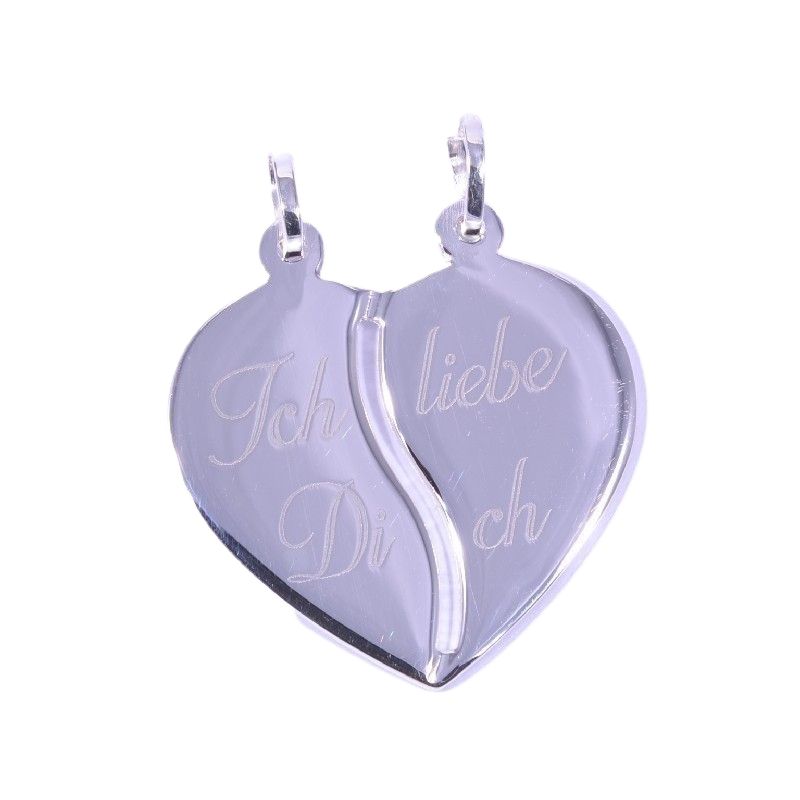 Schmidt Herzanhänger zum Teilen, 925 Silber, 16,7x18mm, silberfarben für Damen