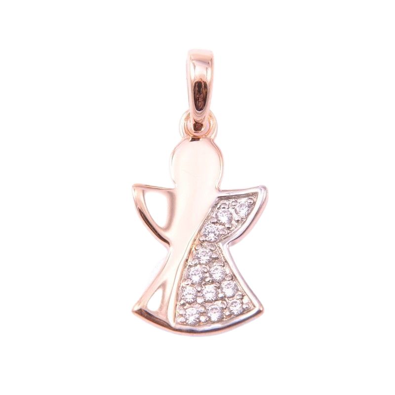 Schmidt Damen Anhänger Engel in Roségold, 925 Silber vergoldet, mit Zirkonia