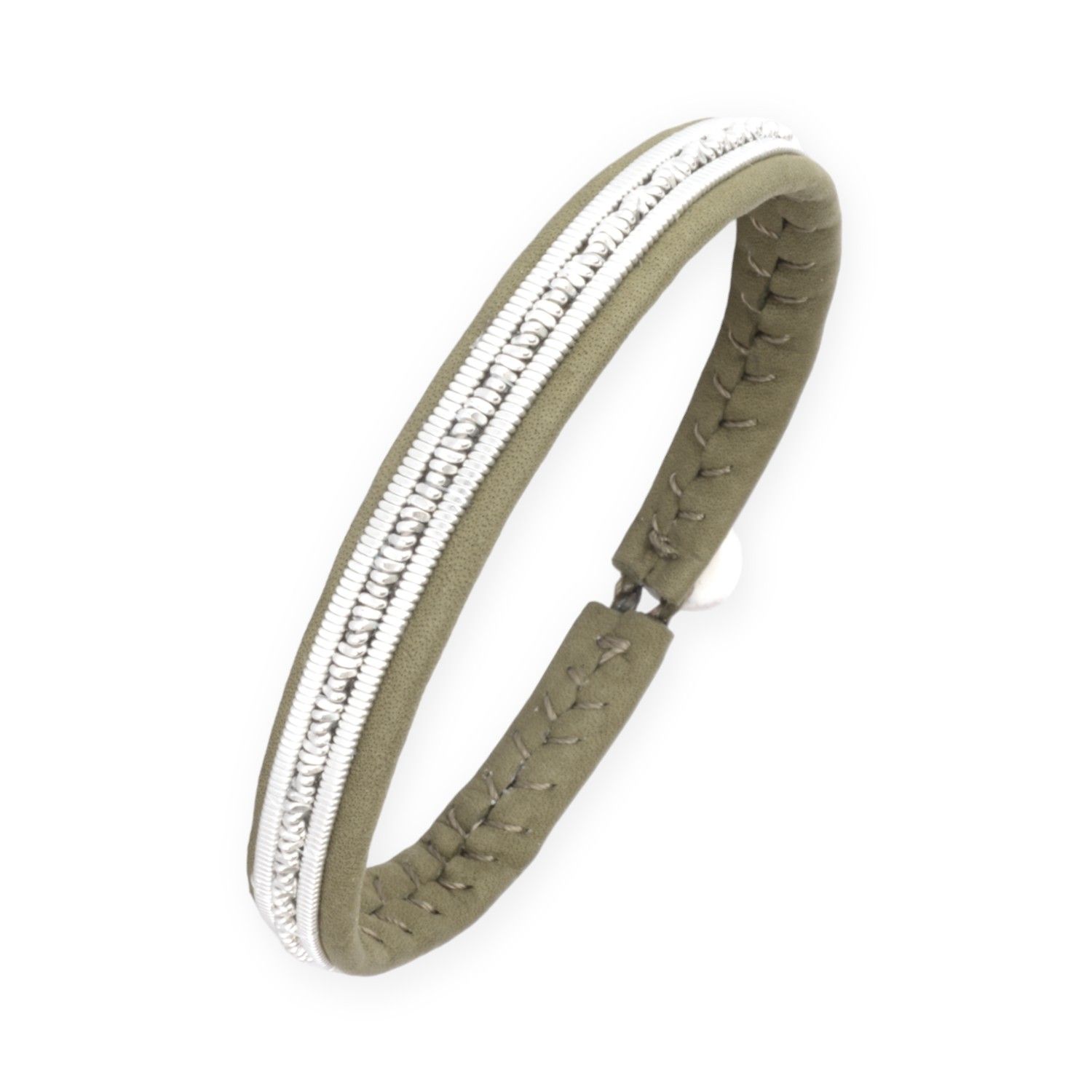 Lederarmband oliv