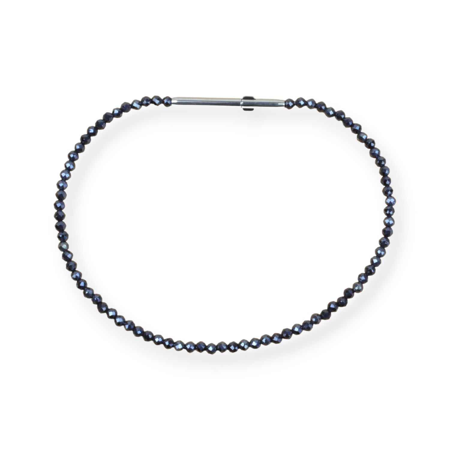 Schmidt Steinarmband Spinell für Damen, Edelstahl silber-schwarz, 18cm