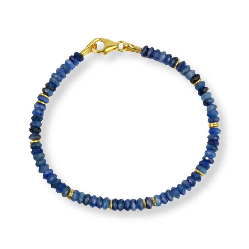 Schmidt Damen Armband Kyanit, 925 Silber vergoldet, 19cm, blau & gold