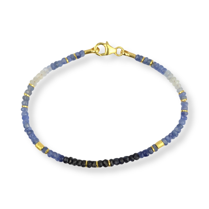 Schmidt Armband für Damen, Saphir in Blautönen, vergoldetes Silber, 18,5 cm