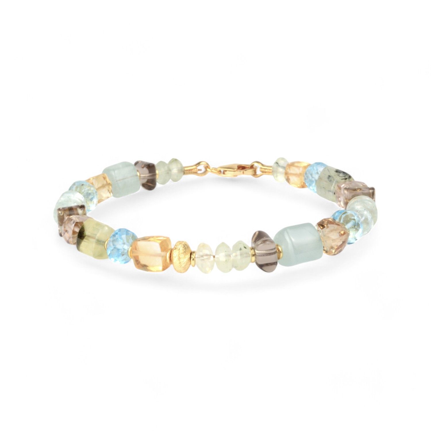 Armband mit Citrin, Prehnit, Champ. Topas und sky 