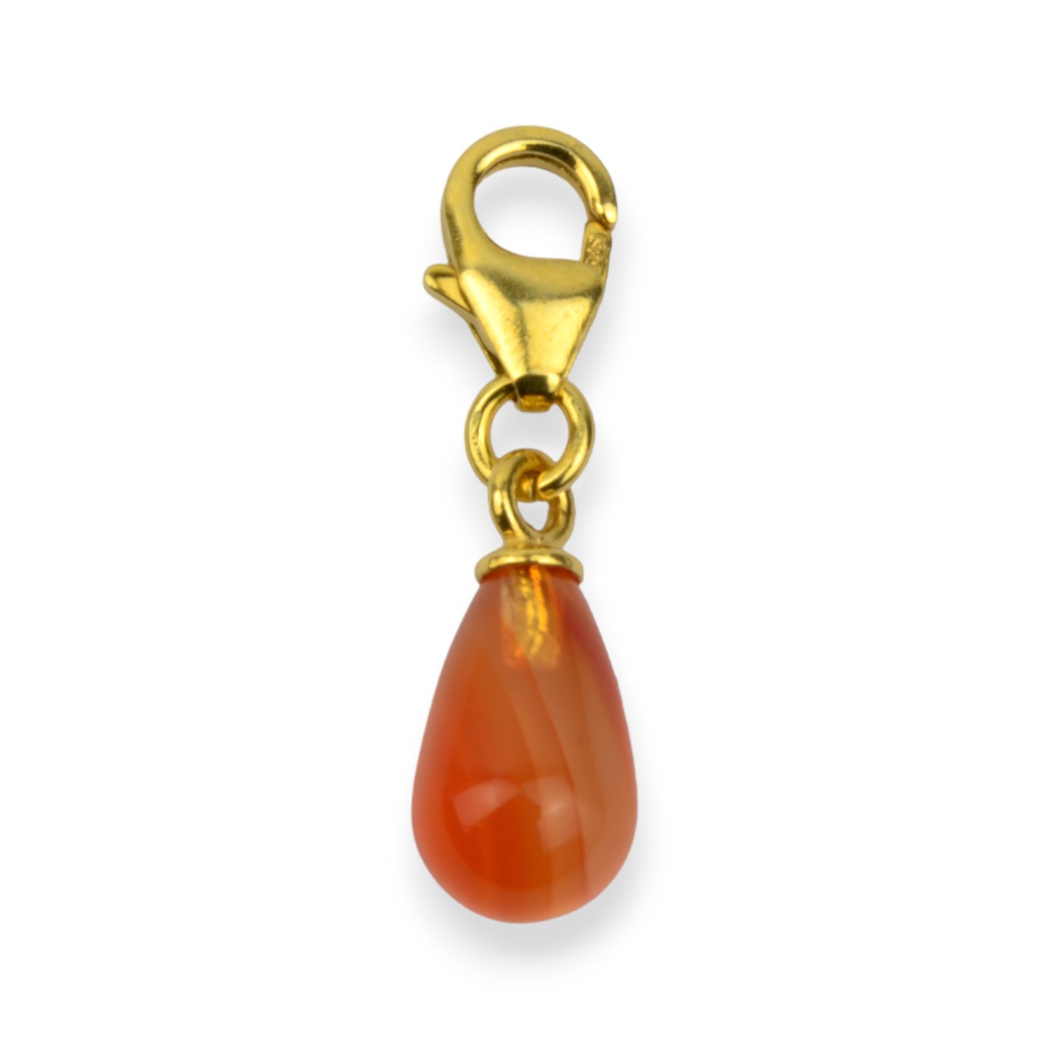 Schmidt Charm-Anhänger für Damen, 925 Silber vergoldet, Karneol, 22x6mm