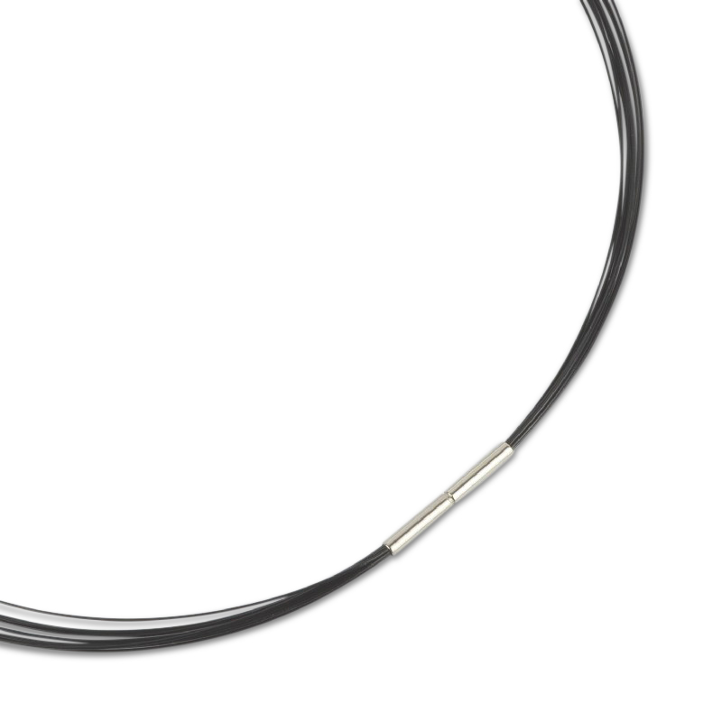 Schmidt Halsreif 10fach, Damen, Edelstahl Schwarz & Silber, 45cm Kette