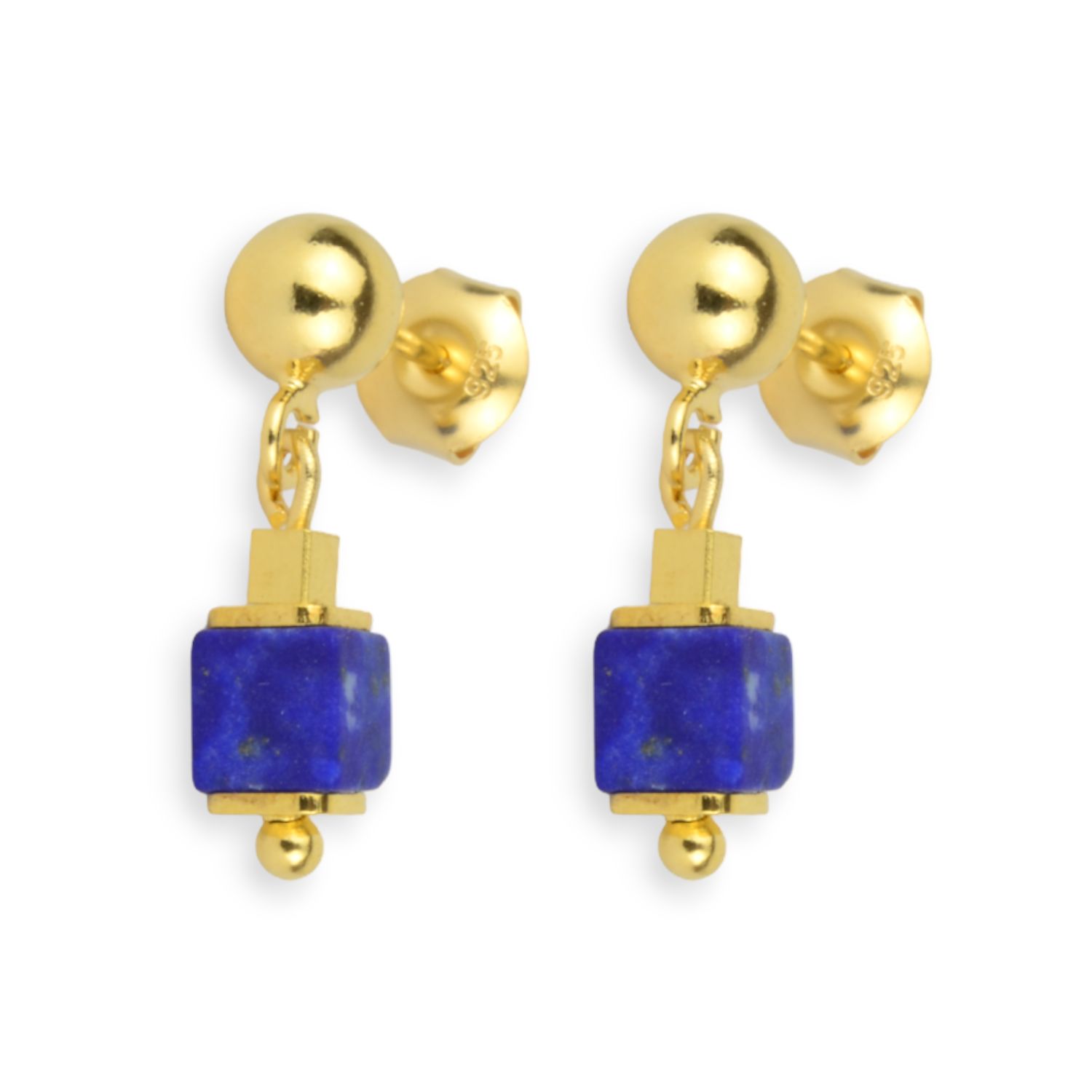 Schmidt Damen Ohrhänger 925 Silber vergoldet mit Lapis, 20mm, blau & gold