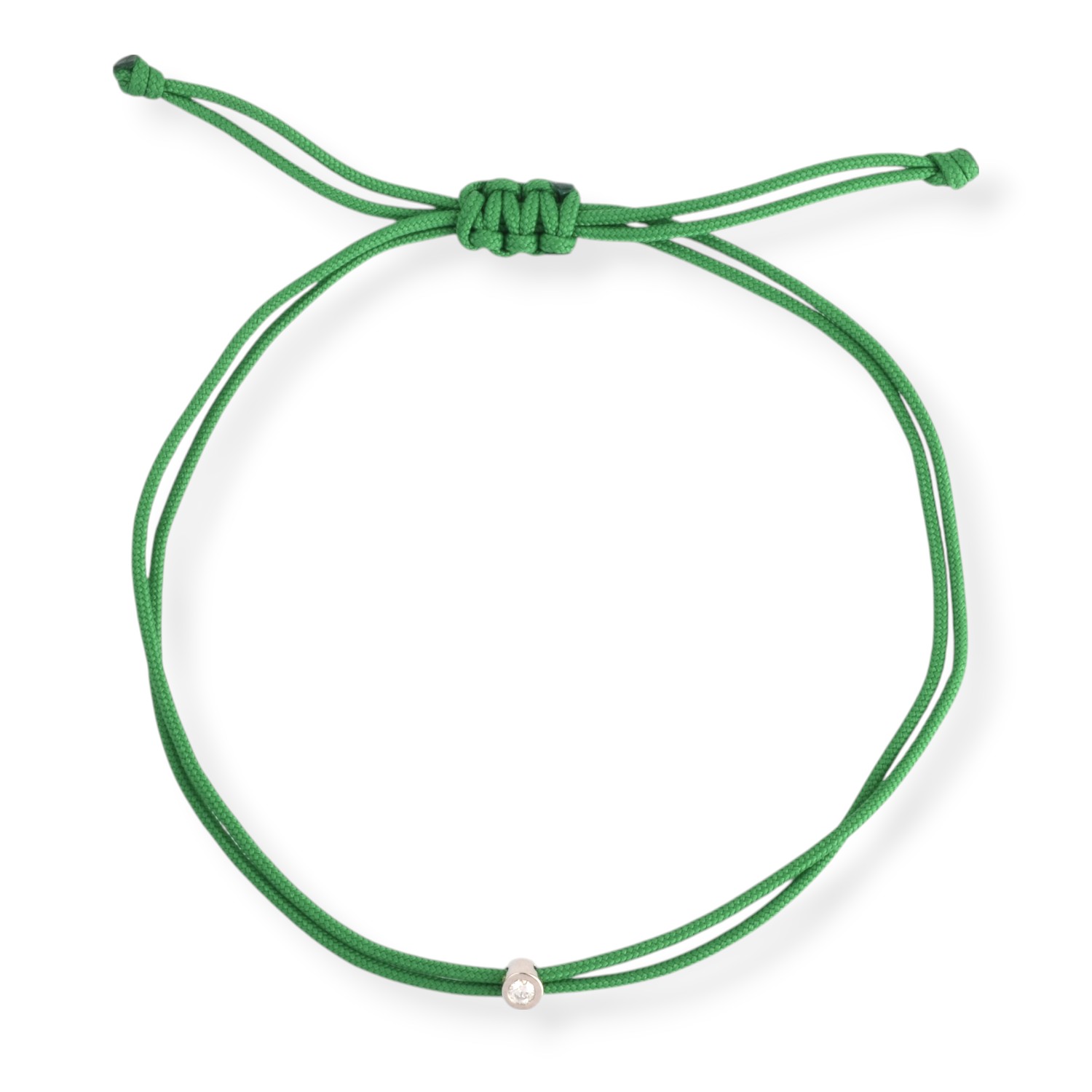 It's your DIAMOND Double Eco Cord Armband, 925 Silber, 0.03 ct Diamant, Grünes Nylon
