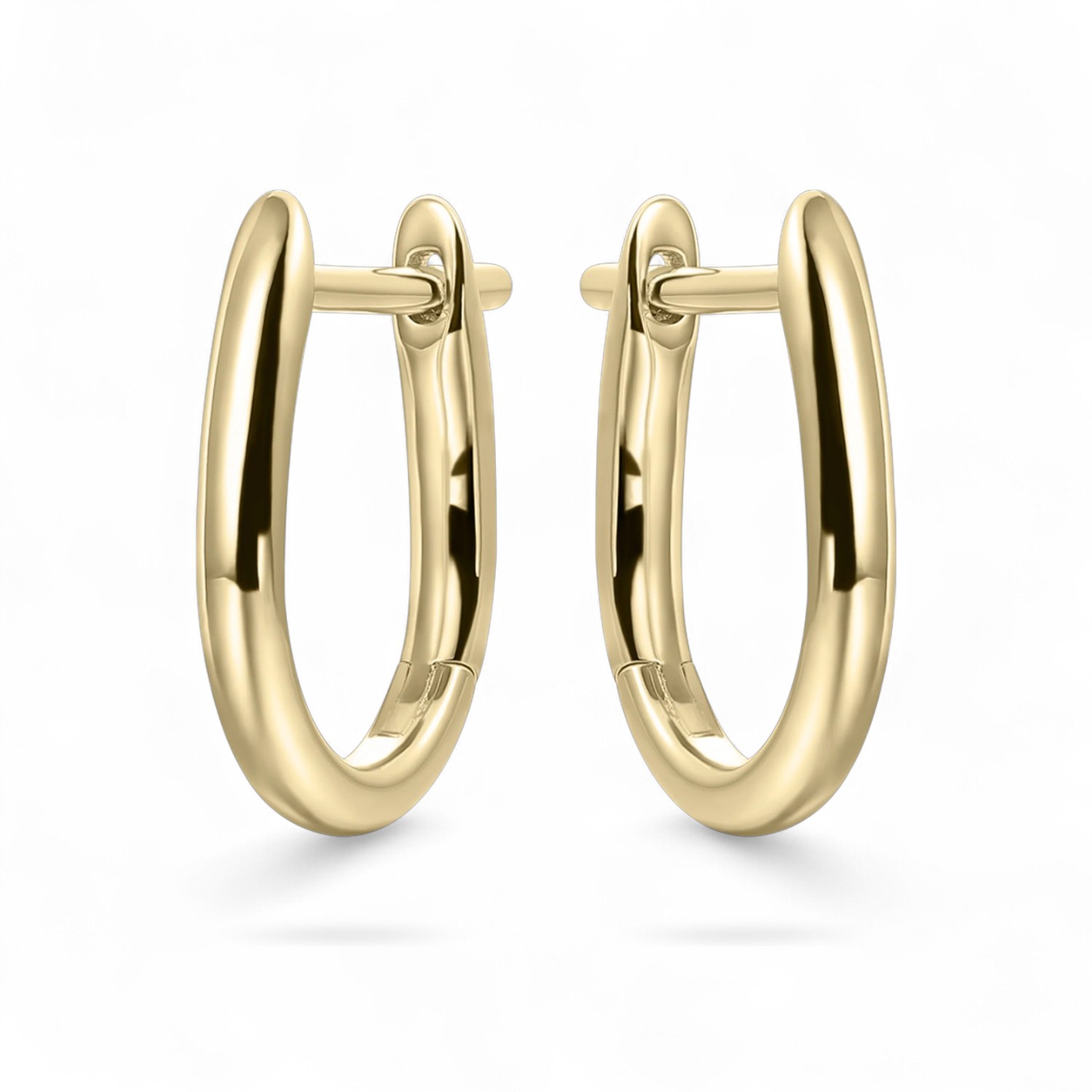 GISSER Creolen Oval für Damen, 14mm, 925 Silber vergoldet, Goldfarben