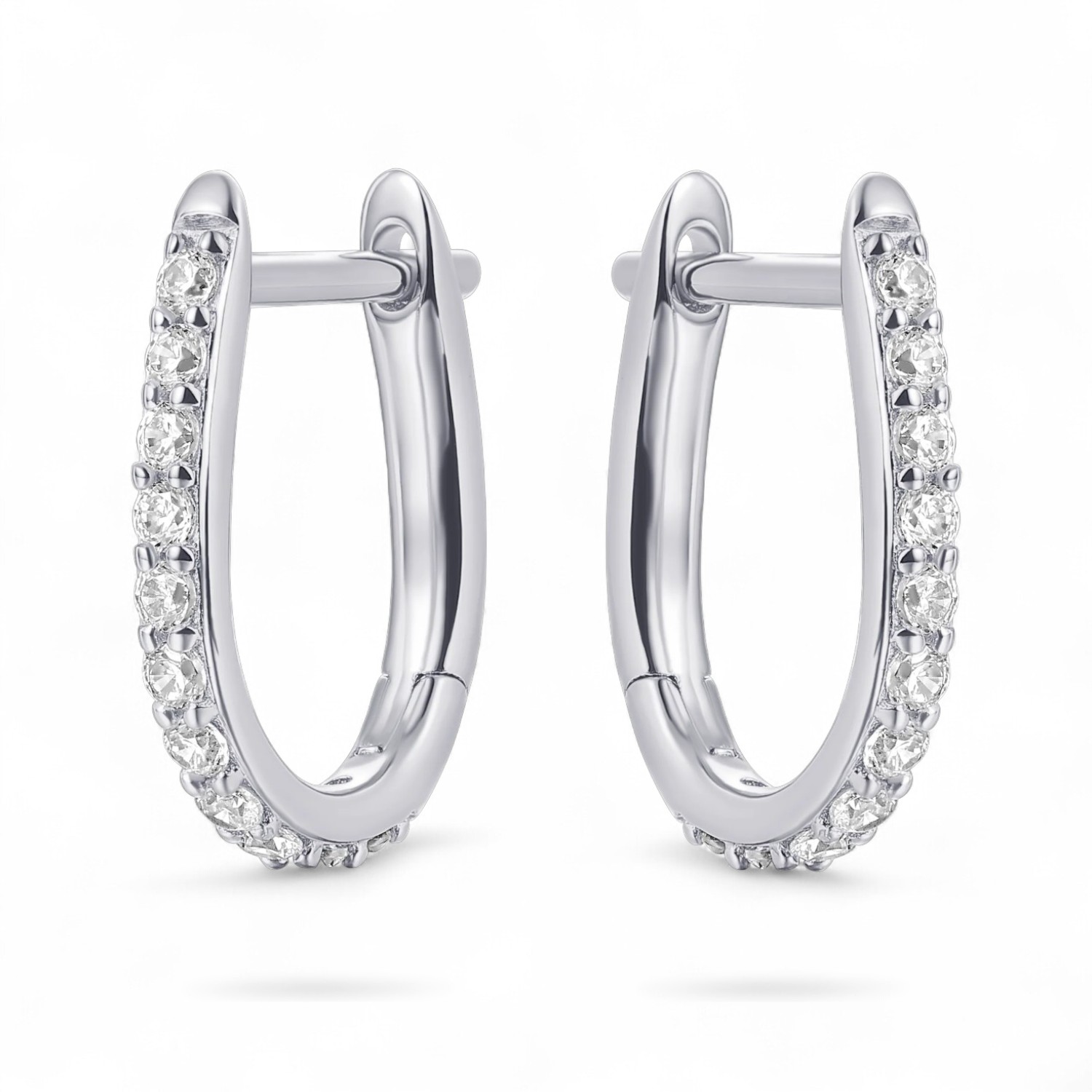 GISSER Creolen Oval, 925 Silber mit Zirkonia, 14mm, für Damen – Silberfarben