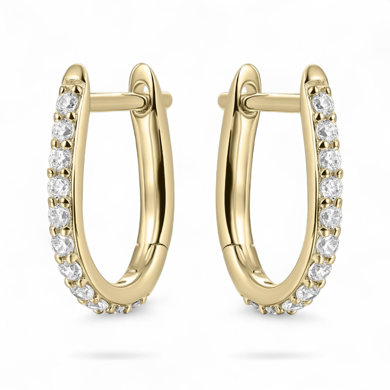 GISSER Damen Creolen Oval, 14mm, 925 Silber vergoldet, Zirkonia, gold