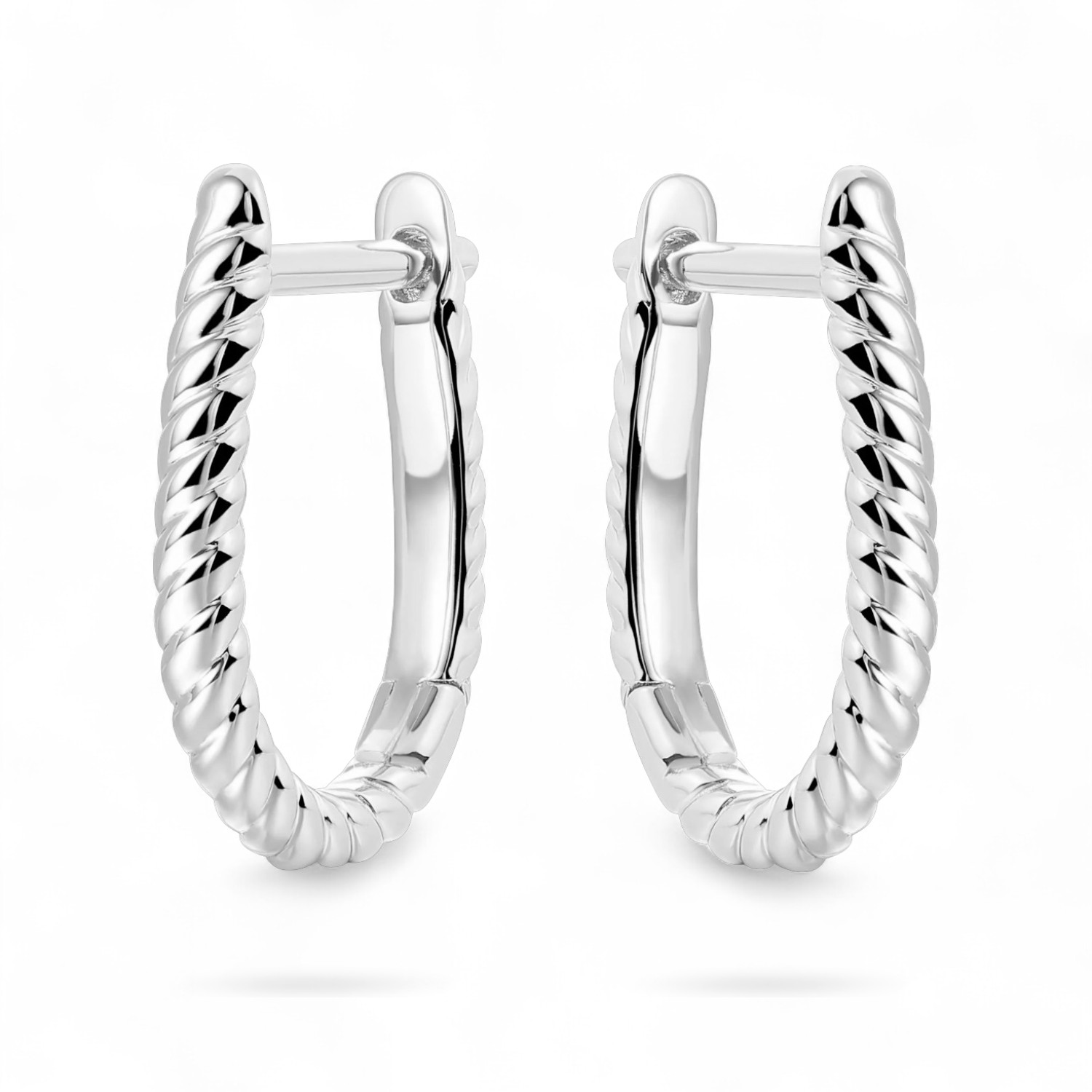 GISSER Creolen Oval Gekordelt, Damen 925 Silber Ohrschmuck, 14mm, Silberfarben