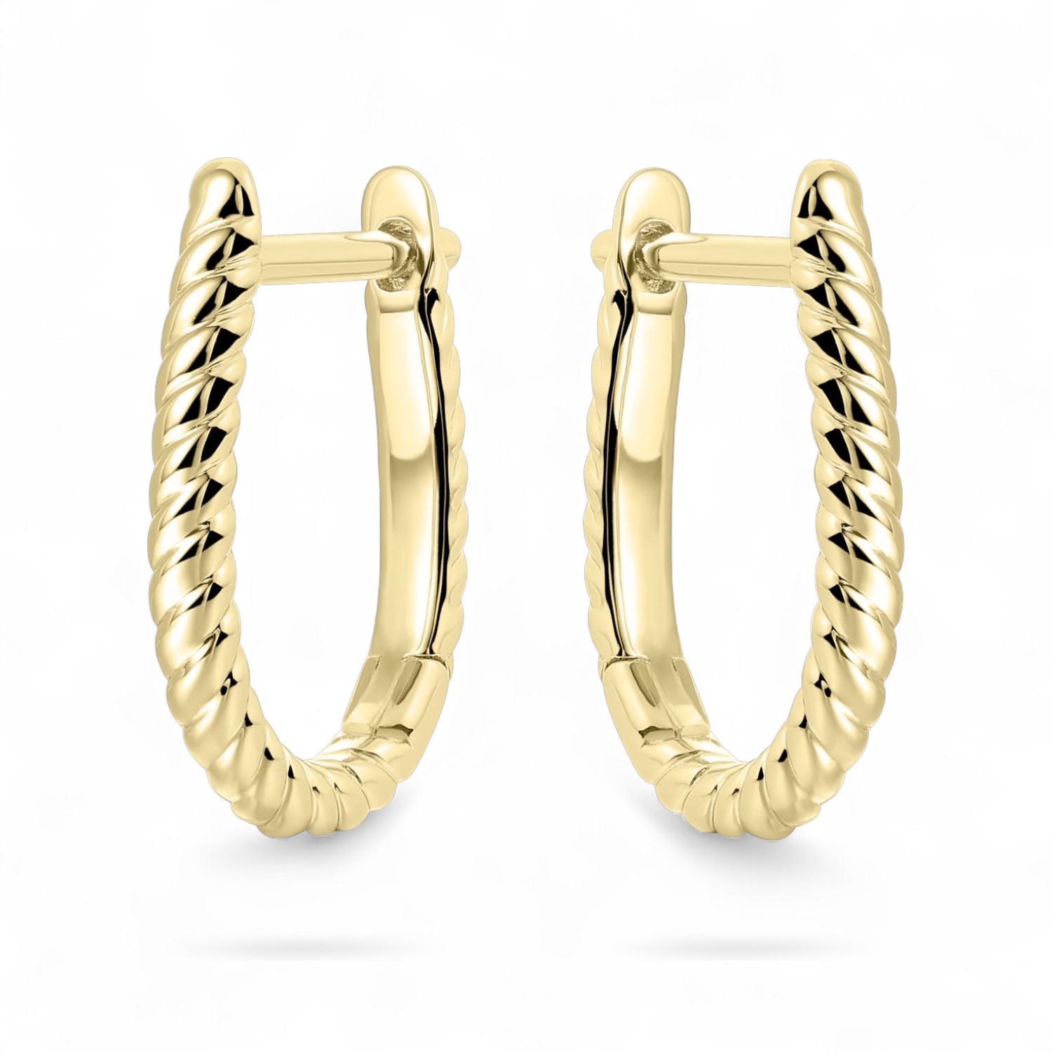 GISSER 925 Silber vergoldete Creolen Oval gekordelt, 14mm Ohrschmuck für Damen