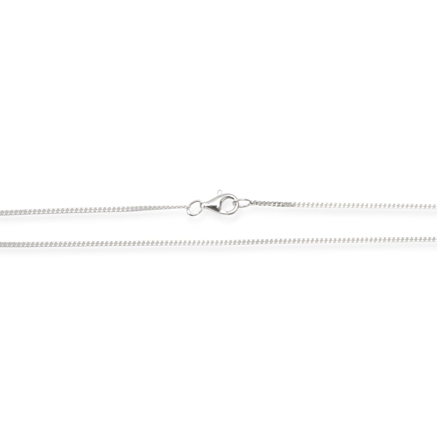 Schmidt Kette Silber 925 Damen Flachpanzer mit Karabiner, 40cm, Silber Farbe