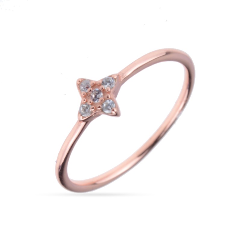 Schmidt Damen Ring roségold Zirkonia, 925 Silber vergoldet, Größe 55