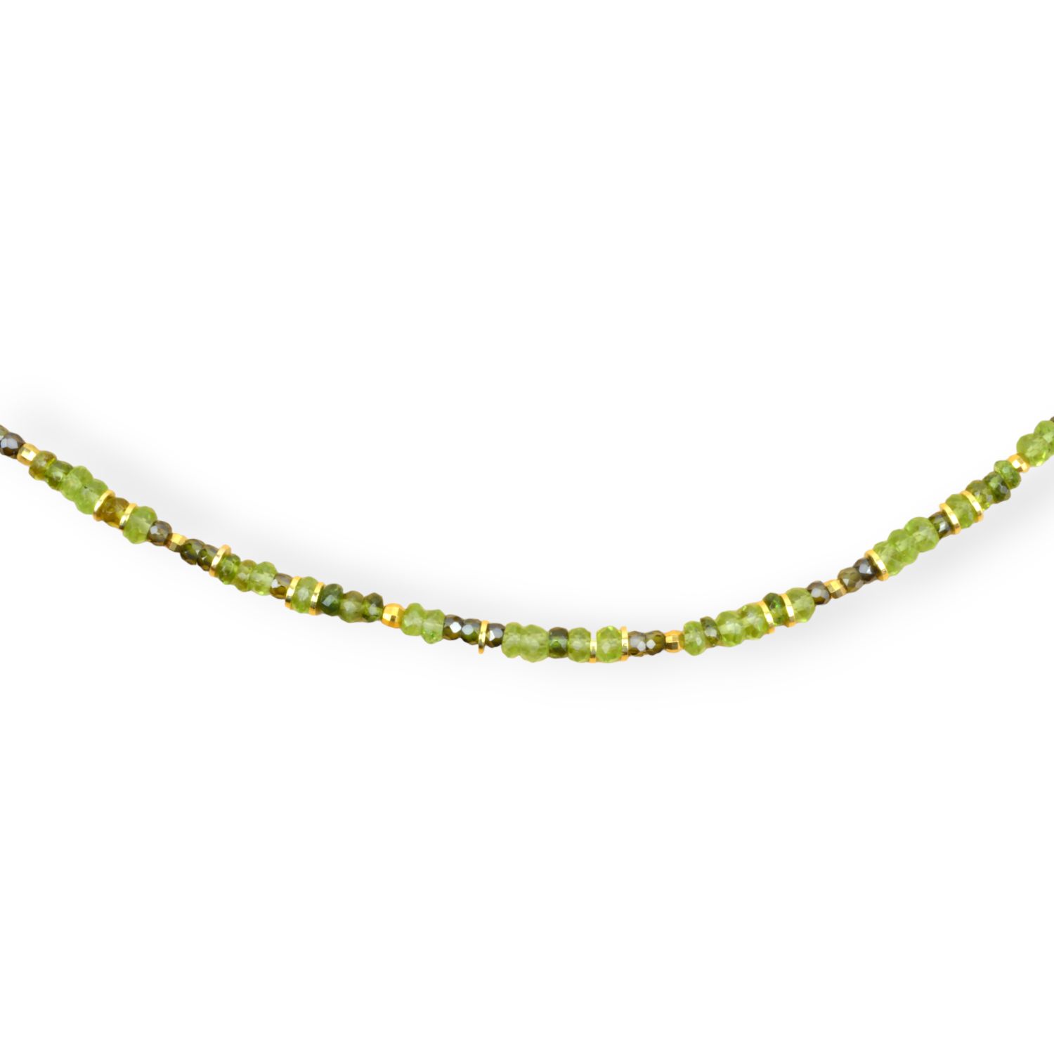 Schmidt Damen Kette in Vergoldetem Silber mit Peridot und Grossulargrün, 44cm