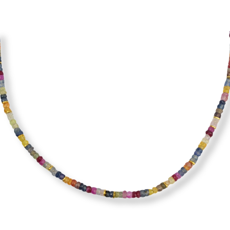 Schmidt Damen Kette in Goldoptik, 43cm, mit Bunten Saphiren und Clip