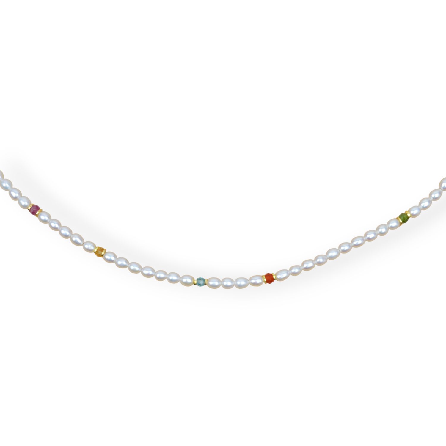 Schmidt Damen Collier Vergoldet mit Perlen, Amethyst, Citrin, Peridot, Aquamarin - 44cm
