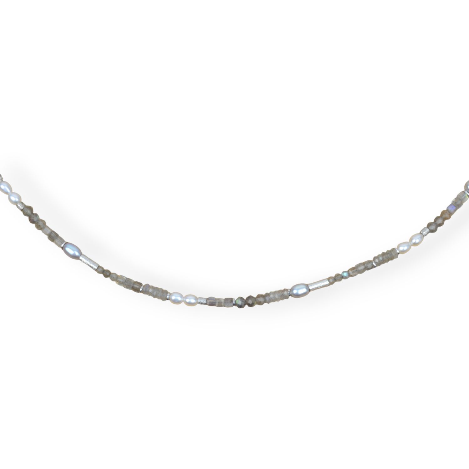 Schmidt Damen Collier 925 Silber mit Labradorit & Süßwasserperlen, 43cm