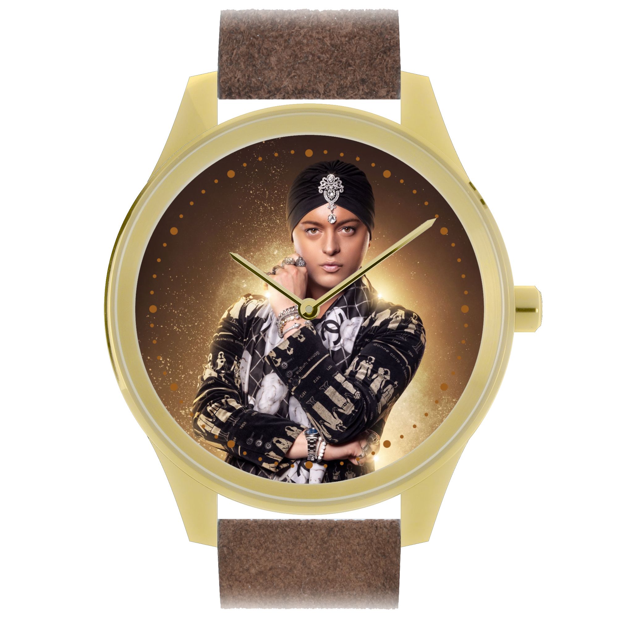 Vater & Sohn Julian F.M.Stoeckel Armbanduhr – Unisex, Gold-Braun, Lederarmband, Safirglas